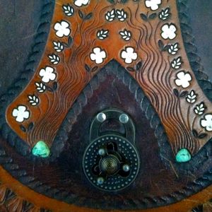 Vintage 1960s Hippie tooled leather saddle bag purse Boho